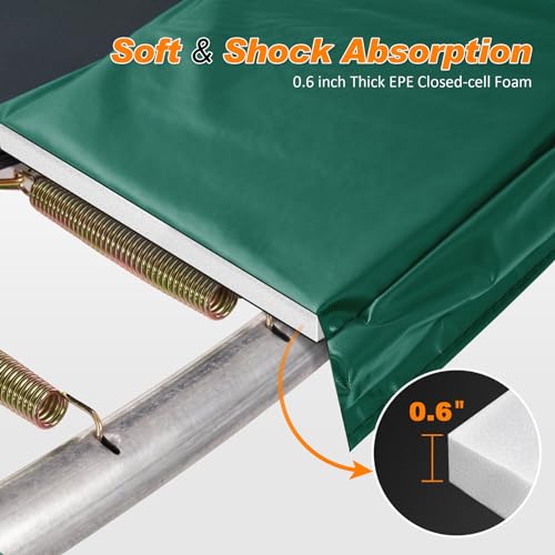 Exacme Trampoline Pad Replacement Round Safety Spring Cover, No Hole for Pole (Green, 10 Foot)