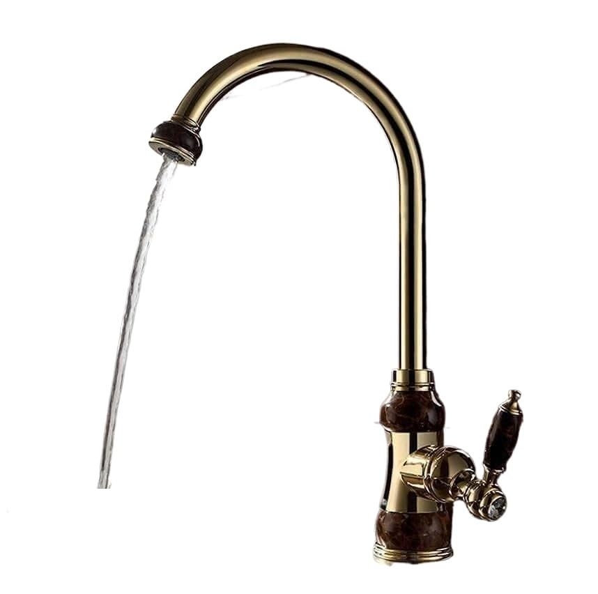 Robinet d'évier rotatif 360 mitigeur cuisine laiton or rose marbre