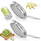 LYDODOKA 2Pcs Sprouting Lids for Wide Mouth Mason Jars, Reusable Stainless Steel Screen Bean Sprouting Jar Lids, Sprout Growing Lid for Organic Alfalfa Broccoli Seeds Mung Bean, Plant Germination Kits