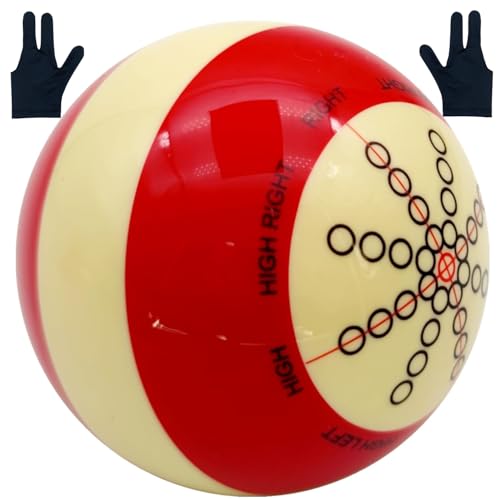 YORIXTRE Billiards Cue Ball with Pool Gloves & Instructions | 2-1/4 Training Pool Balls & Accessories for Practice Pool Balls Billiard Set for Pool Hall Home Use(RED)