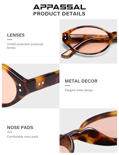 Retro Oval Polarized Sunglasses for Women Chic Cat Eye Trendy 90s Shades UV400 Protection AP3743