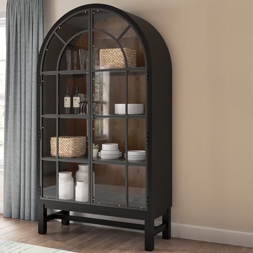 Image of Signature Design by Ashley Basinger Arched Display Cabinet, Black /Brown