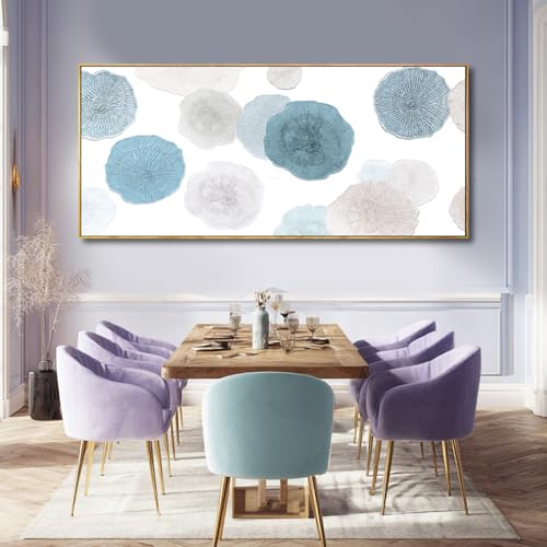 Image of VAYIMDH Neutral Home Wall Decor Blue Canvas Wall Art Contemporary Decorative Painting 32 inchx70 inch Large Artwork for Living Room Bedroom
