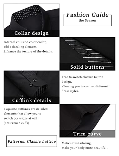 Image of HISDERN Mens Business Dress Shirts Long Sleeve Casual Button Down Shirt Formal Inner Collar Contrast Shirt for Men Wedding