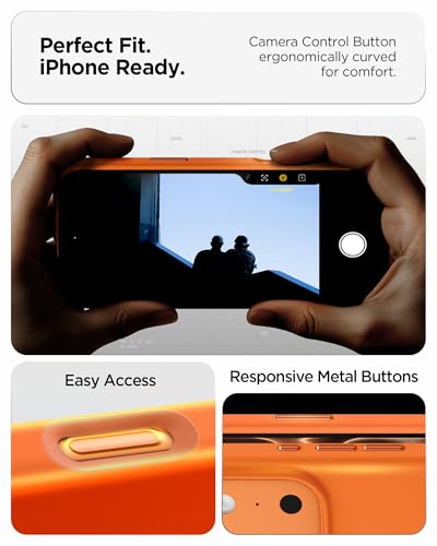 Image of Spigen Silicone Fit MagFit Back Cover Case for iPhone 17 Pro Max, MagSafe Compatible, Refined Smooth Feel - Silicone | Cosmic Orange