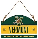 Vermont Catamounts Flat Wood Sign with Hanging String – Officially Licensed Collegiate Product