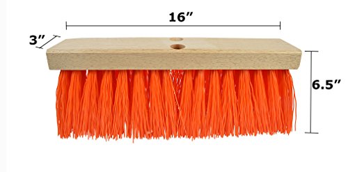 Janico 4016 Bristles Street Broom Head, 16 Inch, Orange Poly Bristles, Brown