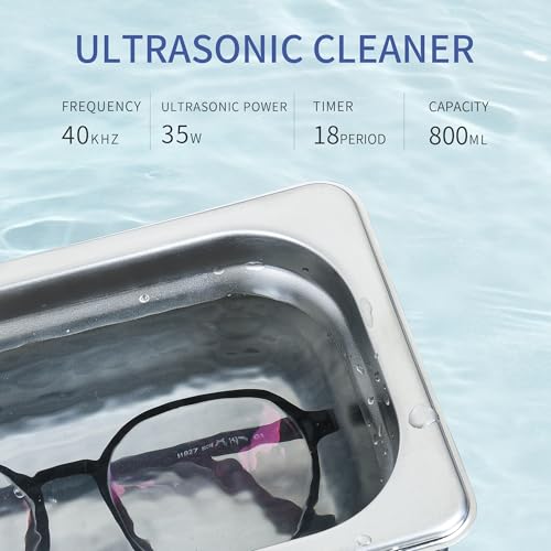 LACHOI 800ml Ultrasonic Cleaner with Timer 40kHz Digital Jewelry Cleaner Sonic Cleaner Ultrasonic Parts Cleaner Machine for Jewelry Watch Ring Coin Diamond Jewelry Cleaner Ultrasonic Machine