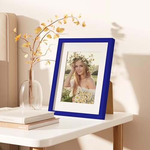decorUhome 12x16 Picture Frame Set of 10, Display Photos 8.5x11 with Mat or 12x16 Unmatted for Picture Frames Collage Wall Decor, Royal Blue
