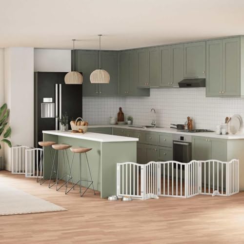 Vidaxl Cancello Cani Porta Pieghevole Bianco 12 Pannelli 600 Cm Pioppo, Cancello Per Cani Con Porta, Cancello Per Cani Per Scale, Cancello Per Cuccioli - 2