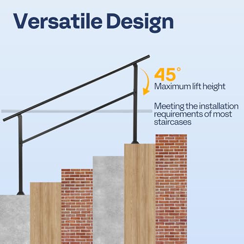 image for VIVOHOME 2-Pack 5 Step Hand Rails for Outdoor Steps, Galvanized Steel 