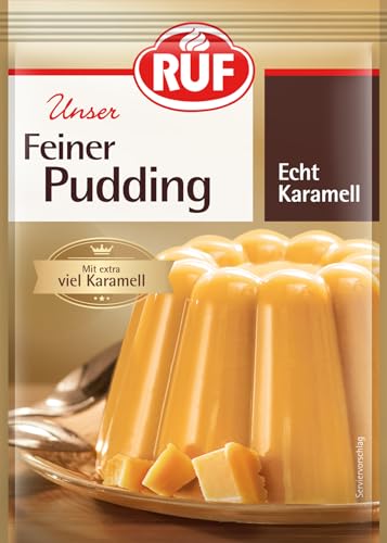 RUF Feiner Pudding Karamell-Geschmack echter Karamell glutenfrei nur mit Milch und Zucker aufkochen 3x42g