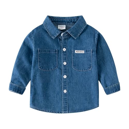 Boys Fall Denim Jacket Toddler Long Sleeve Coat Classic Mock Neck Denim Coat with Pocket Toddler Fall Jacket