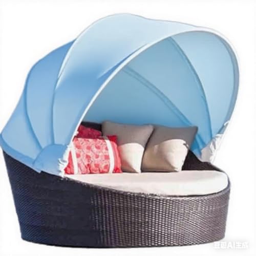 Universal-Ersatz-Baldachin aus Rattan, 214 cm, rund, mit Ärmeln für Himmelstangen, schweres, wasserdichtes Polyester, UV- und witterungsbeständig, Marineblau Universal-Ersatz-Baldachin aus Rattan, 214 cm, rund, mit Ärmeln für Himmelstangen, schweres, wasserdichtes Polyester, UV- und witterungsbeständig, Marineblau