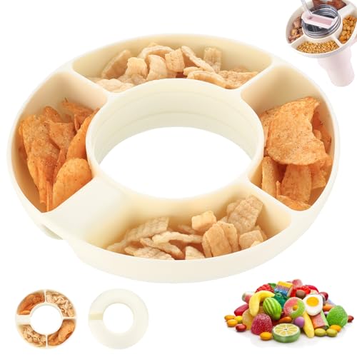 IYEREER Snack Tray for Stanley 40oz Silicone Snack Bowl Compatible with Stanley Cup 40 oz Accessories 4 Compartments Divided Tray Bowls for Candy Popcorn Nuts