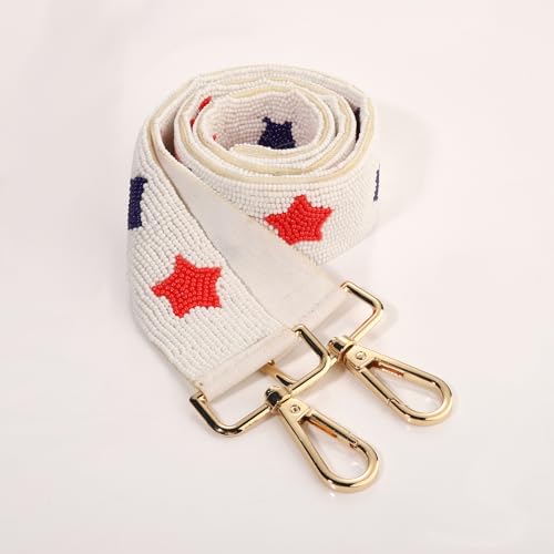 Image of 4th of July Purse Strap Red White Blue Beaded USA Star Purse Strap Replacement American Independence Day Outfits