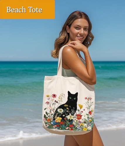Image of Cat Gifts Tote Bag for Women Girls, Cat Lover Gifts Tote Bag for Daughter Besties, Medium Size with Inner Pocket
