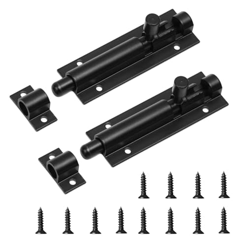 2 PCS 4 Black Heavy-Duty Sliding Cylinder Door Bolt Safety Lock Latches
