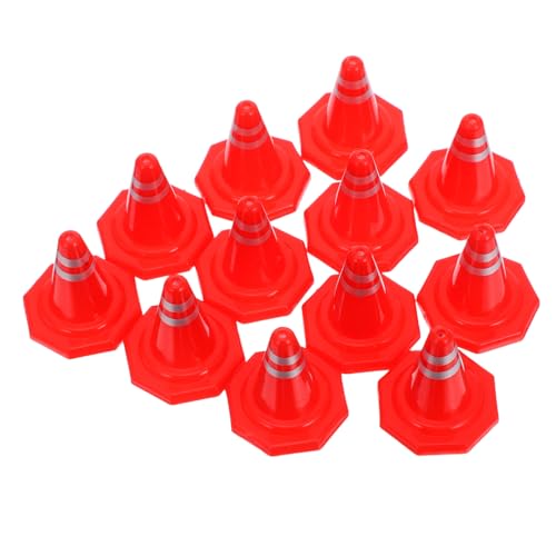 Toyvian Road Cone Set for Boys and Girls 12pcs Plastic Mini Construction Cones Simulation Roadblock DIY Traffic Sign