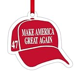 Trump Acrylic MAGA Hat Ornament - Red