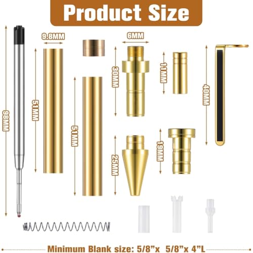 Kit de bolígrafo retráctil de 7 mm para torneado de madera con recambios incluidos 6