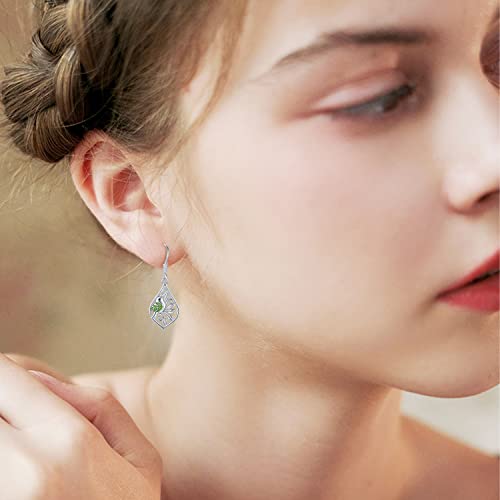 S925 Sterling Silver Leaf Hummingbird Earrings For Women Dangle Hoop Earrings Hypoallergenic Green Leaf Drop Earrings Jewelry Gifts For Women Girls #TOP7