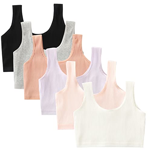Feoya Teen Little Girls Stretch Wireless Bra Solid Color Soft Multi Piece Training Bras Cropped Vest M #TOP11