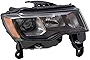 Brock Replacement Passenger Halogen Headlight with Black Bezel Compatible with 2017-2021 Jeep Grand Cherokee