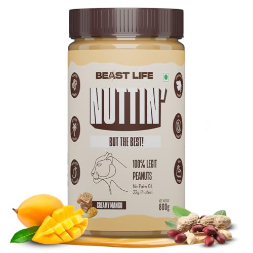 Image of BeastLife Creamy Mango Peanut Butter | 24.5 G Protein | 800 gm | 100% Peanuts, High Protein | Zero Palm Oil | Non‑GMO Nut Butter | Fitness-Friendly Spread | Zero Cholesterol