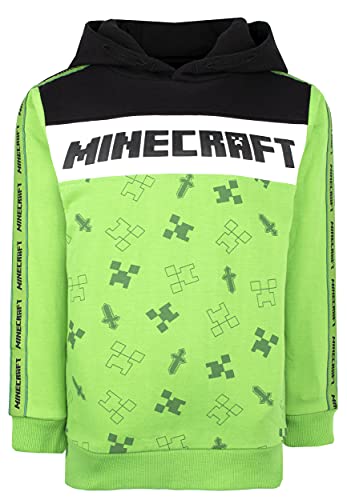 Minecraft Kids Hoodie – Green Creeper Cotton Sweatshirt – Boys Gaming Clothing Age (5-6 Years)