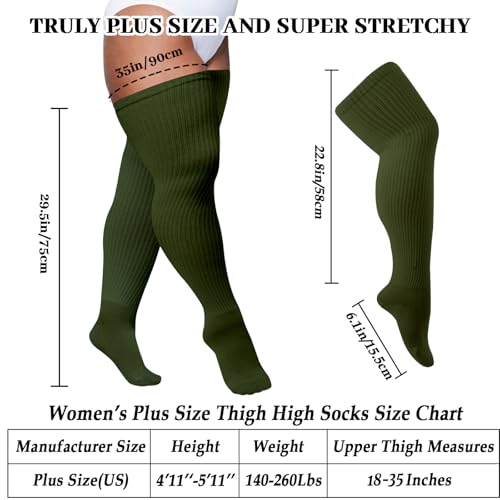Image of Plus Size Thigh High Socks for Women Thick Thighs Cotton Knit Extra Long Over the Knee Leg Warmer