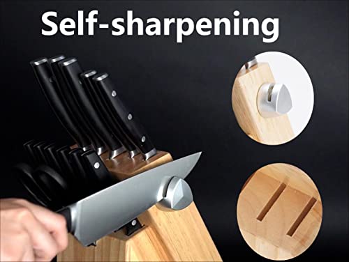 Knife Set, Hanmaster 14 Pieces German Steel Knife Sets for Kitchen with Block, Kitchen Scissors, Sharp Kitchen Knife Set for Home and Restaurants, Gift Box Packed. - Image 5