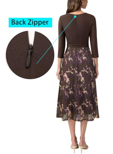 Image of VFSHOW Womens Work Business Casual Church Pockets Belted A-Line Midi Dress
