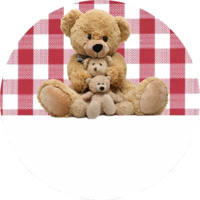 48 Personalised Teddy Bears Picnic Stickers Birthday, Schools, Picnic Party Cone (Red)