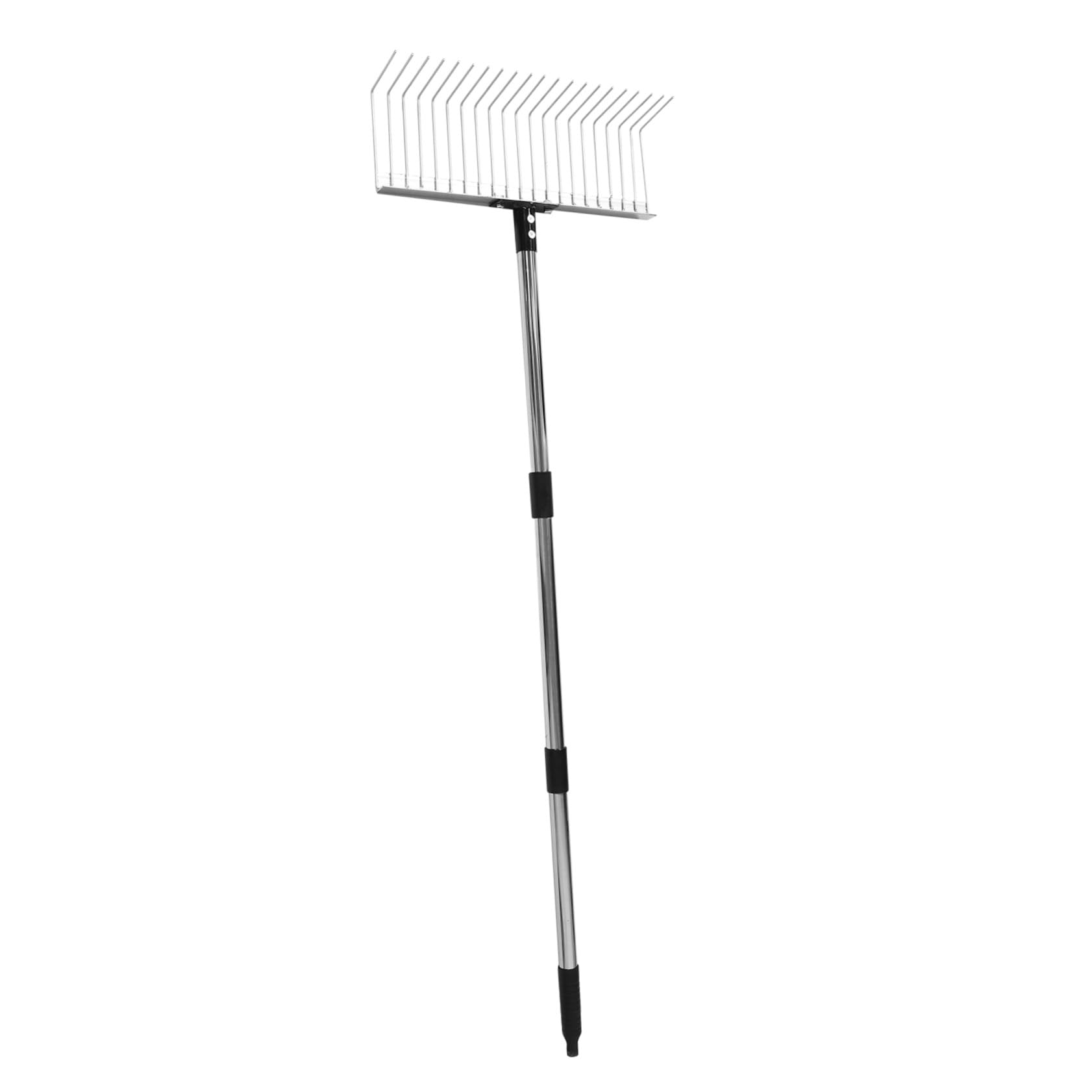 BESTonZON Rastrillo de Jardín con Mango Ergonómico de Acero Inoxidable Herramienta Resistente para Aflojar Suelo Recolectar y Nivelar Césped Versátil para Jardinería y