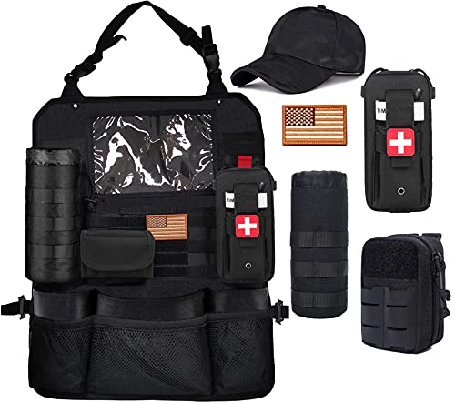 Image of Upgrade Tactical Seat Back Organizer Molle Car Seat Organizer with 4 Detachable Pouches: Trauma Medical Pouch, Water Bottle Pouch, Vehicle Protector Organizers (Modern B Black)