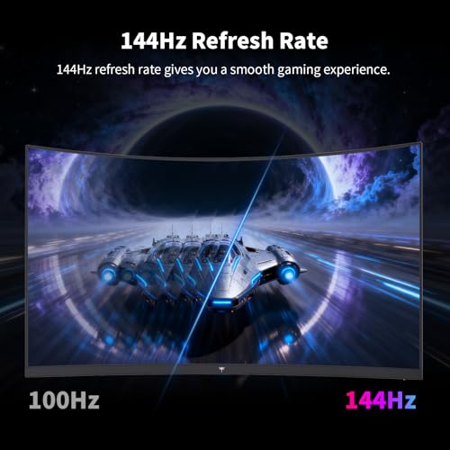 KTC 27 Inch Curved Gaming Monitor, 1440P QHD 144Hz PC Monitor, 1500R Computer Display Adaptive Sync, HDR400, 4000:1 Contrast, Eye Care, DP HDMI Port, VESA Wall Mountable, H27S5C - Image 5
