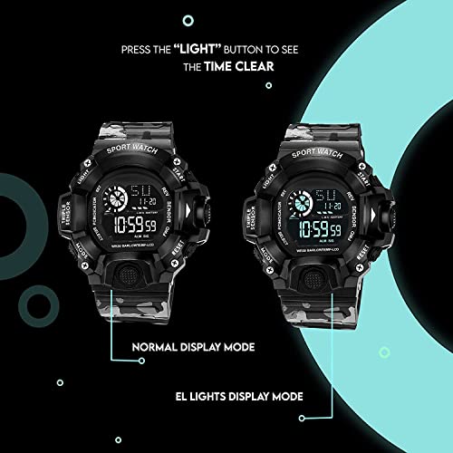 Image of Acnos Digital Sports Watch - Rugged Outdoor Multi-Function Countdown Timer & Alarm (WR30 Water-Resistant)