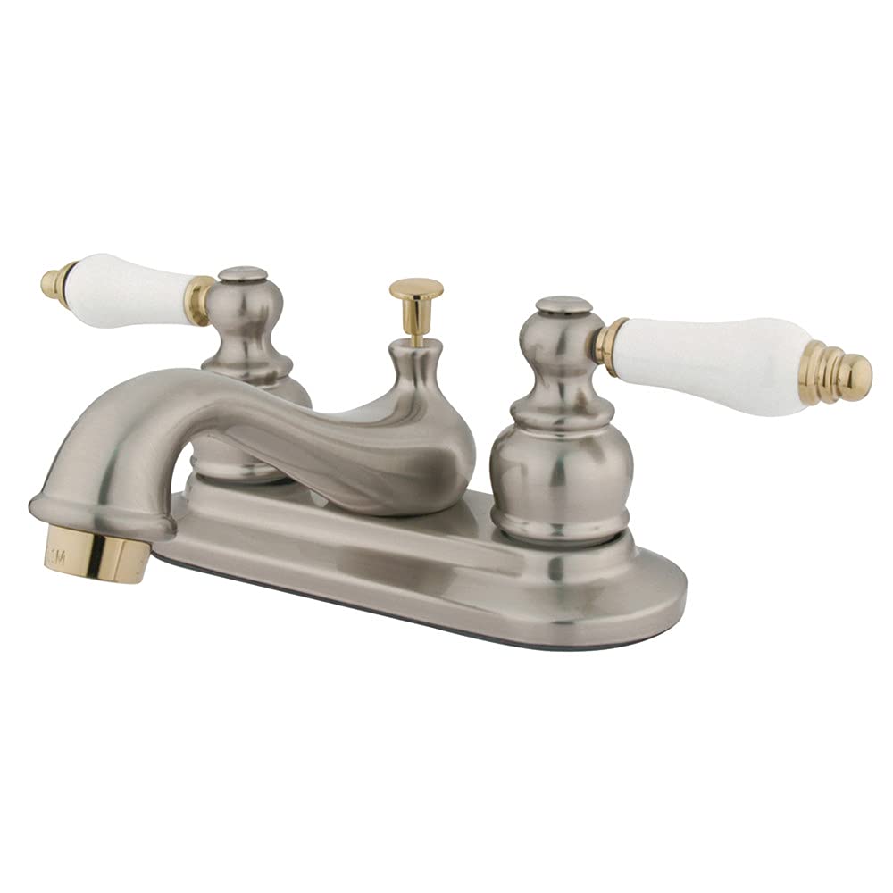 Kingston Brass KB609B Restorasyon Merkez Seti Lavabo Bataryası Perakende Pop-Up, 10 cm, Fırçalanmış Nikel/Cilalı Pirinç