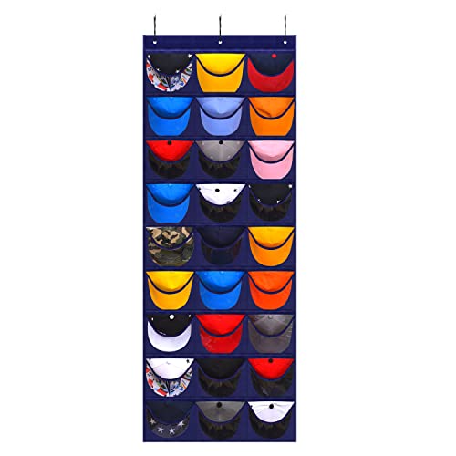 KHIKILY Baseball-Hutablage mit 27 Taschen über der Tür und transparenten tiefen Taschen (marineblau-27 Taschen) Cover