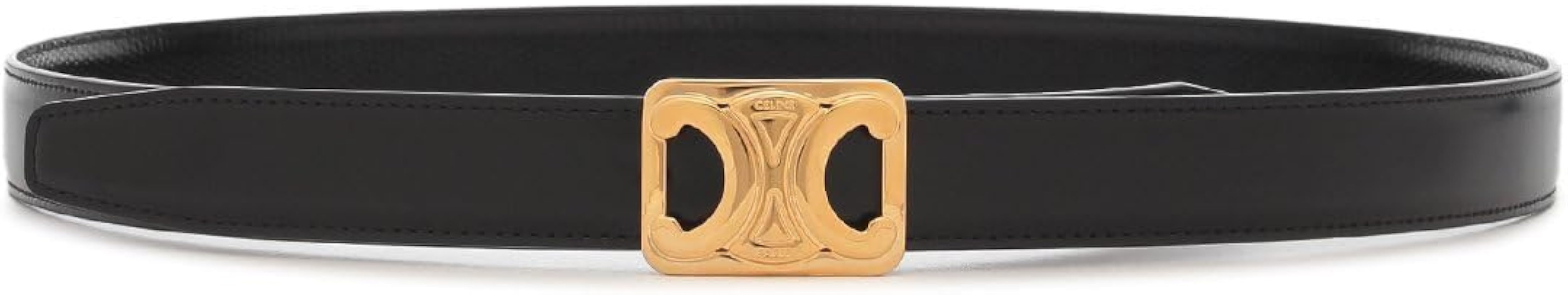 CELINE ベルト 黒 80cm ミディアム トリオンフ ベルト セリーヌミディアム トリオンフ 黒 ゴールド金具 メンズ レザー