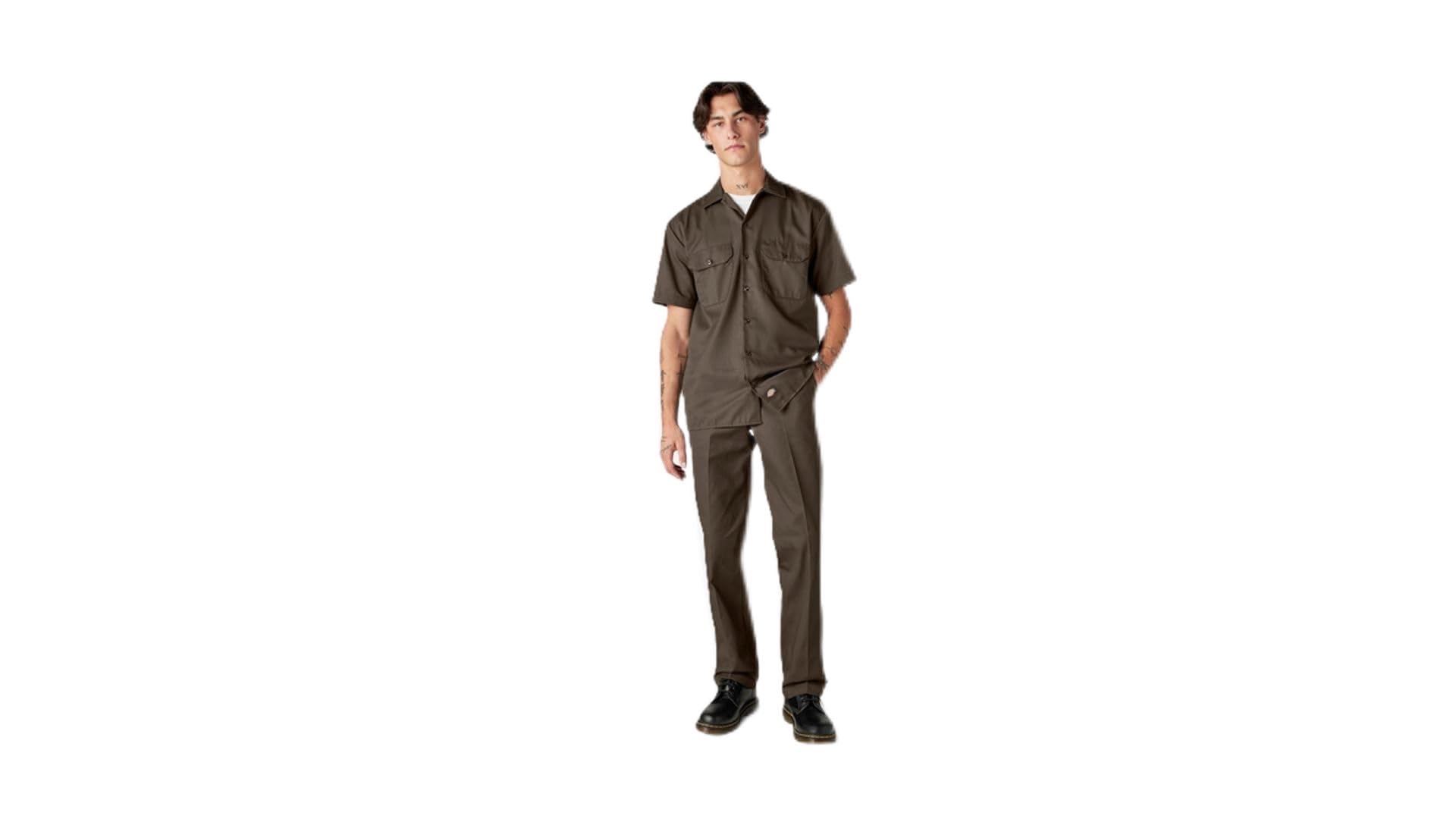 Dickies Men's Short Sleeve Work Shirt, Mushroom, XXL