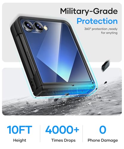 Image of Vihibii for Samsung Galaxy Z Flip 7 Case, [Compatible with MagSafe], Outer Screen Protector & Rugged Hinge Protection & Non-Slip Texture, Shockproof Phone Case for Samsung Galaxy Z Flip 7 2025, Black