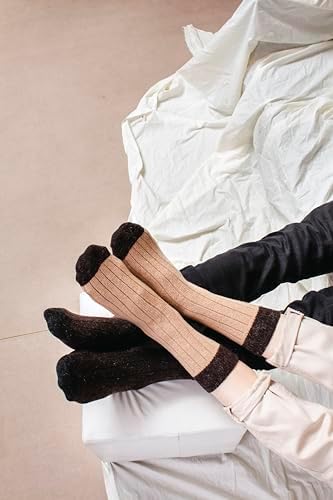 GoWith 4'lü Alpaka Yünlü Termal Yıkamalı Yumuşak Doğal Kışlık Ayakkabı Bot İçin Ribana Desen Kadın ve Erkek Çorap 3096 - Görsel 2