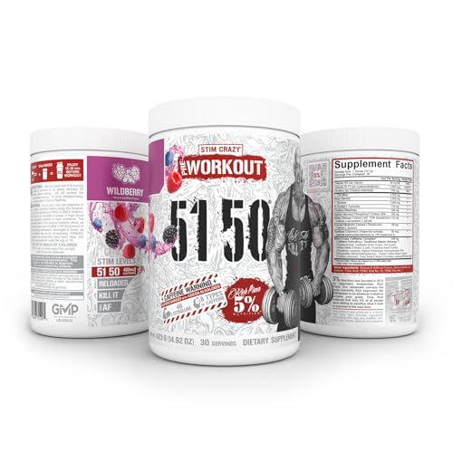 Image of 5% Nutrition Rich Piana 5150 High Stim Pre-Workout Powder | Extreme Energy, Focus, Pumps & Endurance | 400 mg Caffeine, Citrulline, Beta Alanine, N-Acetyl L-Tyrosine | 30 Srvgs (Wildberry) | Extreme Energy, Focus, Pumps, Endurance | 400mg Caffeine, Citrulline, Beta Alanine, N-Acetyl L-Tyrosine, Alpha GPC, Huperzine