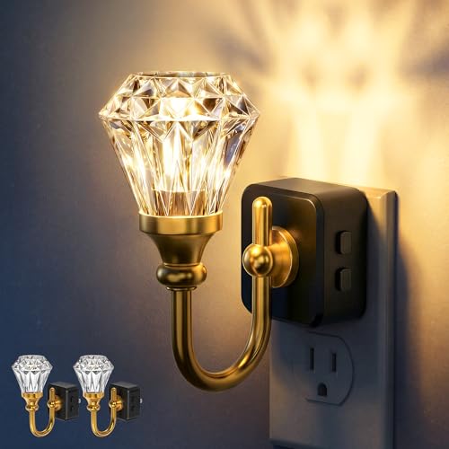 Image of DORESshop Night Light,Diamond Acrylic Night Lights Plug into Wall,2 Pack