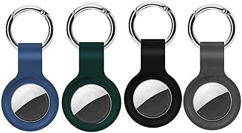 4 Pack Air Tag Accessories for Airtag Keyring, Silicone Protective Case for Airtag Holder Keychain Compatible with Apple Airtags case for Dog Collar Cat Loop Holder (Gray Black Blue Green) 4 Pack Air Tag Accessories for Airtag Keyring, Silicone Protective Case for Airtag Holder Keychain Compatible with Apple Airtags case for Dog Collar Cat Loop Holder (Gray Black Blue Green)