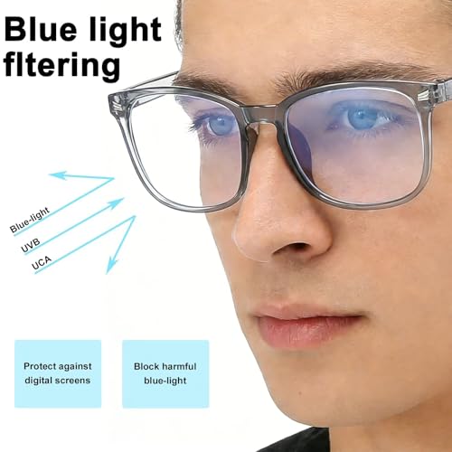 Image of Clear Blue Light Glasses for Women and Men, Fashionable Square Frame Glasses with Anti Glare Protection
