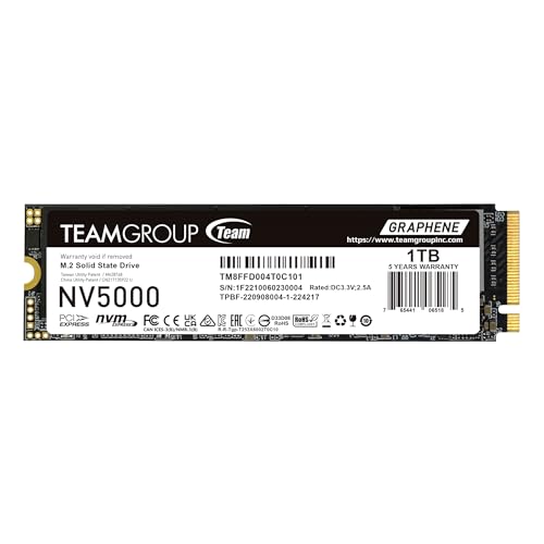 TEAMGROUP NV5000 1TB SLC Cache NVMe PCIe Gen4x4 M.2 2280 Laptop, Desktop SSD Read/Write Speed up to 4500 / 1900MB/s TM8F - Detailed View