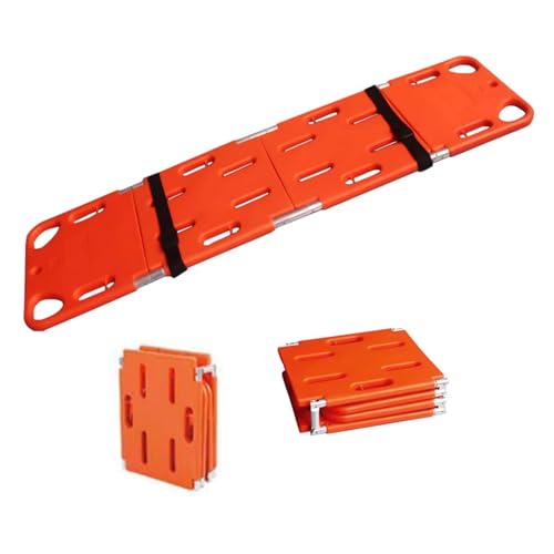 WJPDXFENG Foldable Spine Board Stretcher Backboard,Water Floating Stretcher,Plastic Emergency Rescue Spine Board,Life Board with Seat Belt, PE 4-Fold Stretcher Weight Capacity 350lbs/159KG (4 Folds)